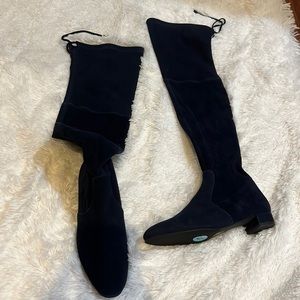Authentic NEW Size 6 Stuart Weitzman Suede Navy “Jocy over the knee boots”